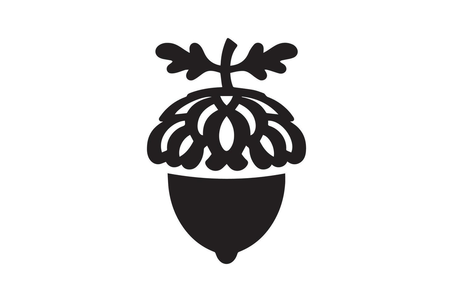 An acorn icon in black on a white background vector