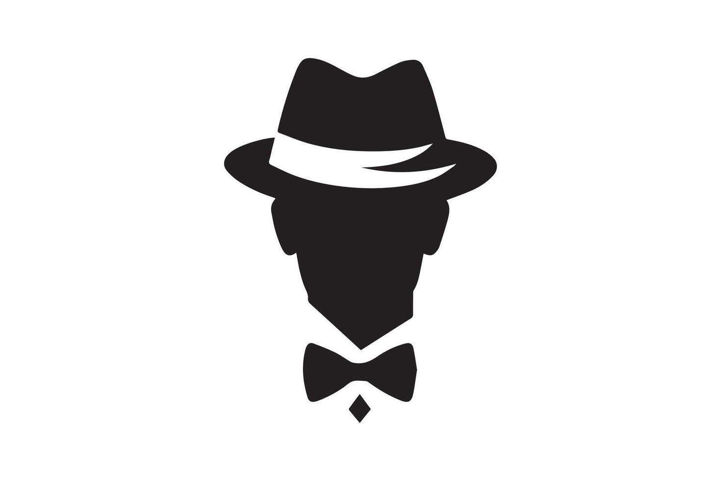A silhouette of a man in a hat and tie vector