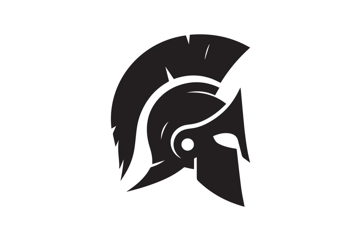 Spartan helmet icon, black and white vector
