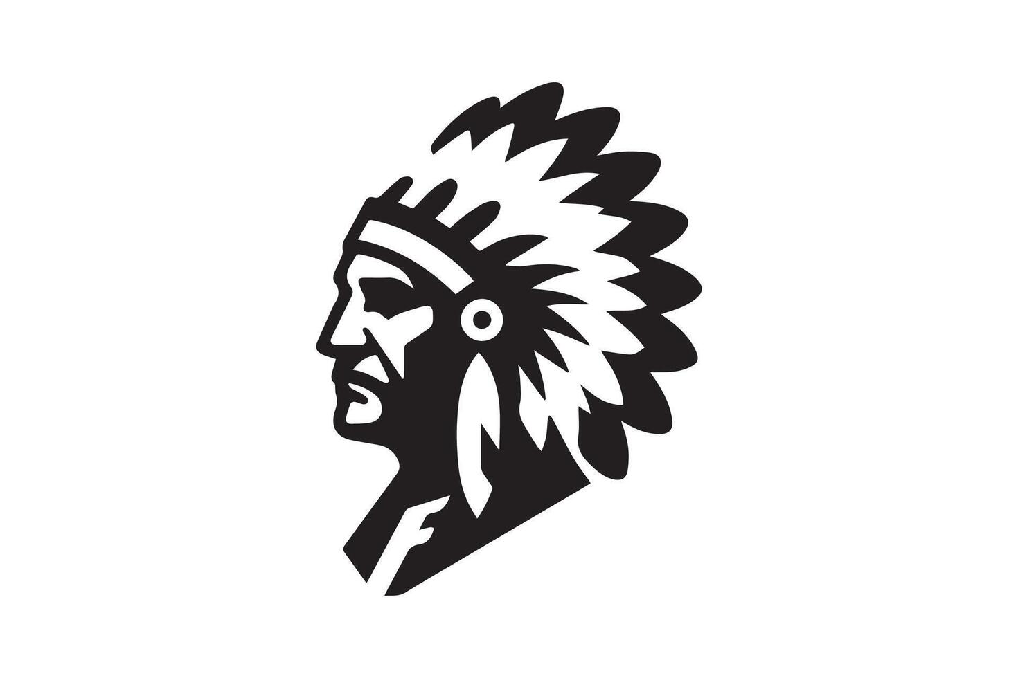 The logo for the indian chief is black and white vector