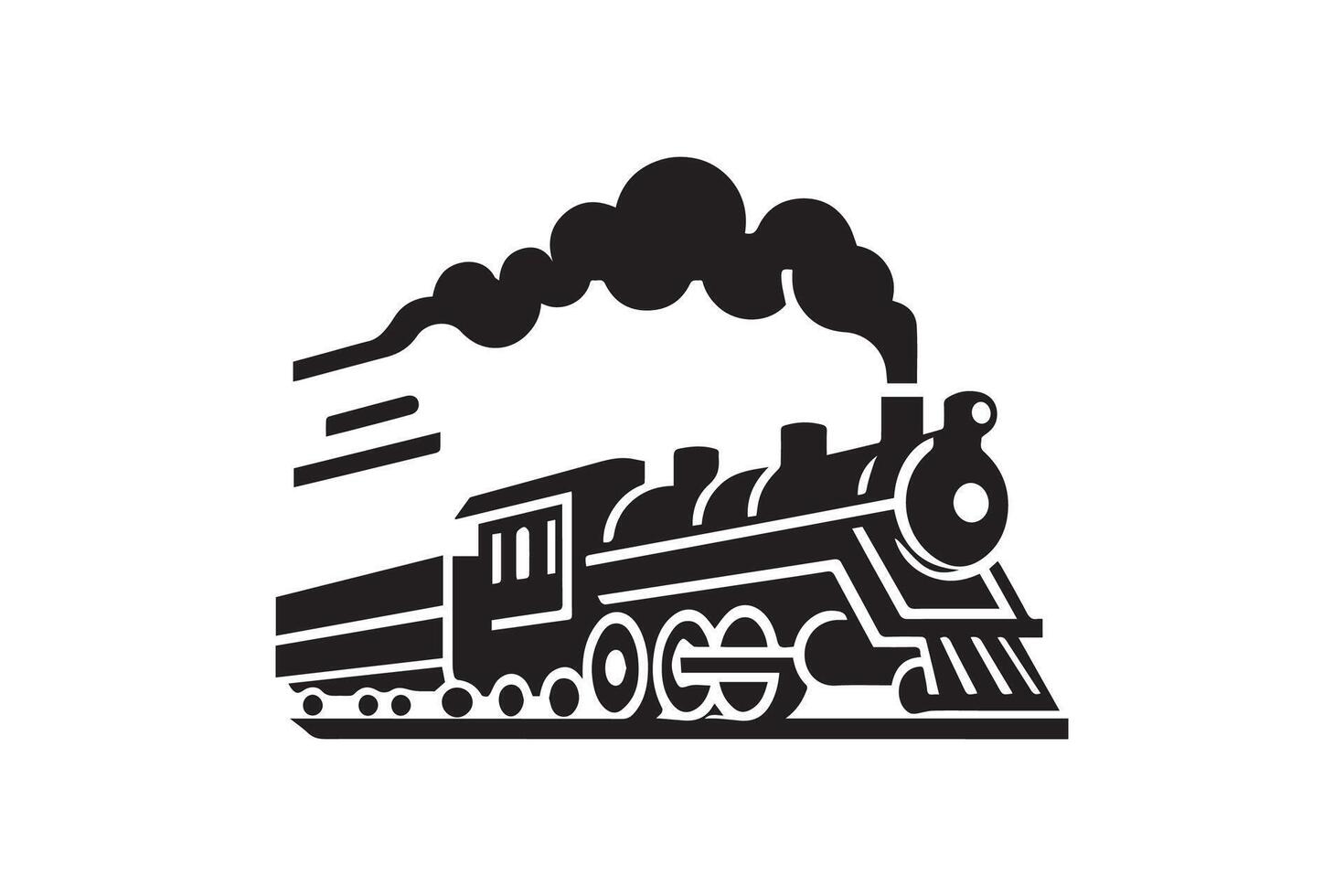 A black and white image of a train with smoke coming out of it vector