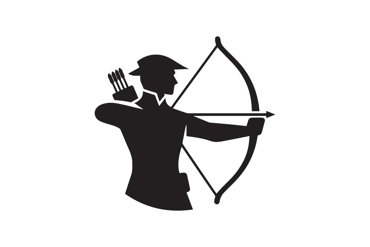 Archer with bow and arrow silhouette icon illustration vector