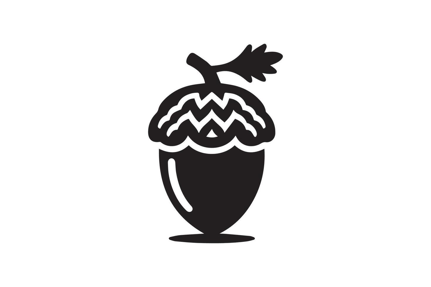 An acorn icon in black and white vector