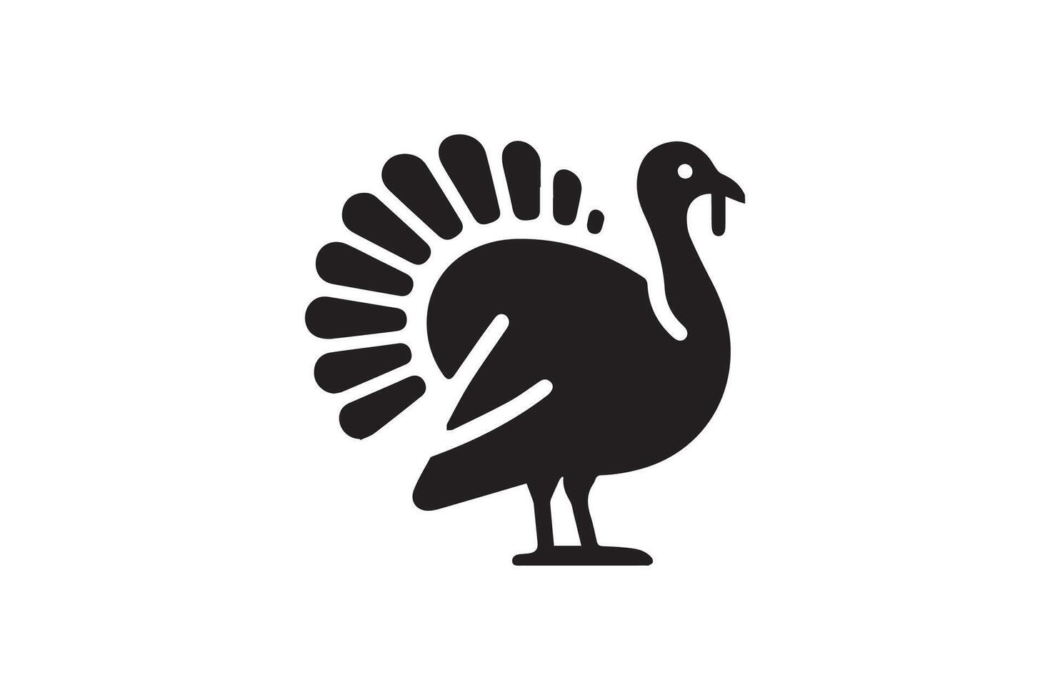 A black and white turkey logo on a white background vector