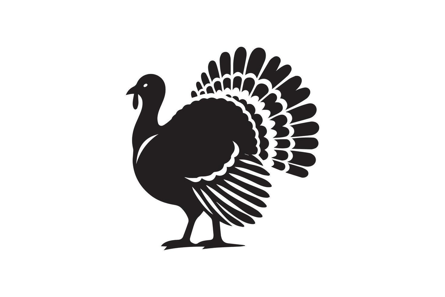 A black and white turkey silhouette on a white background vector