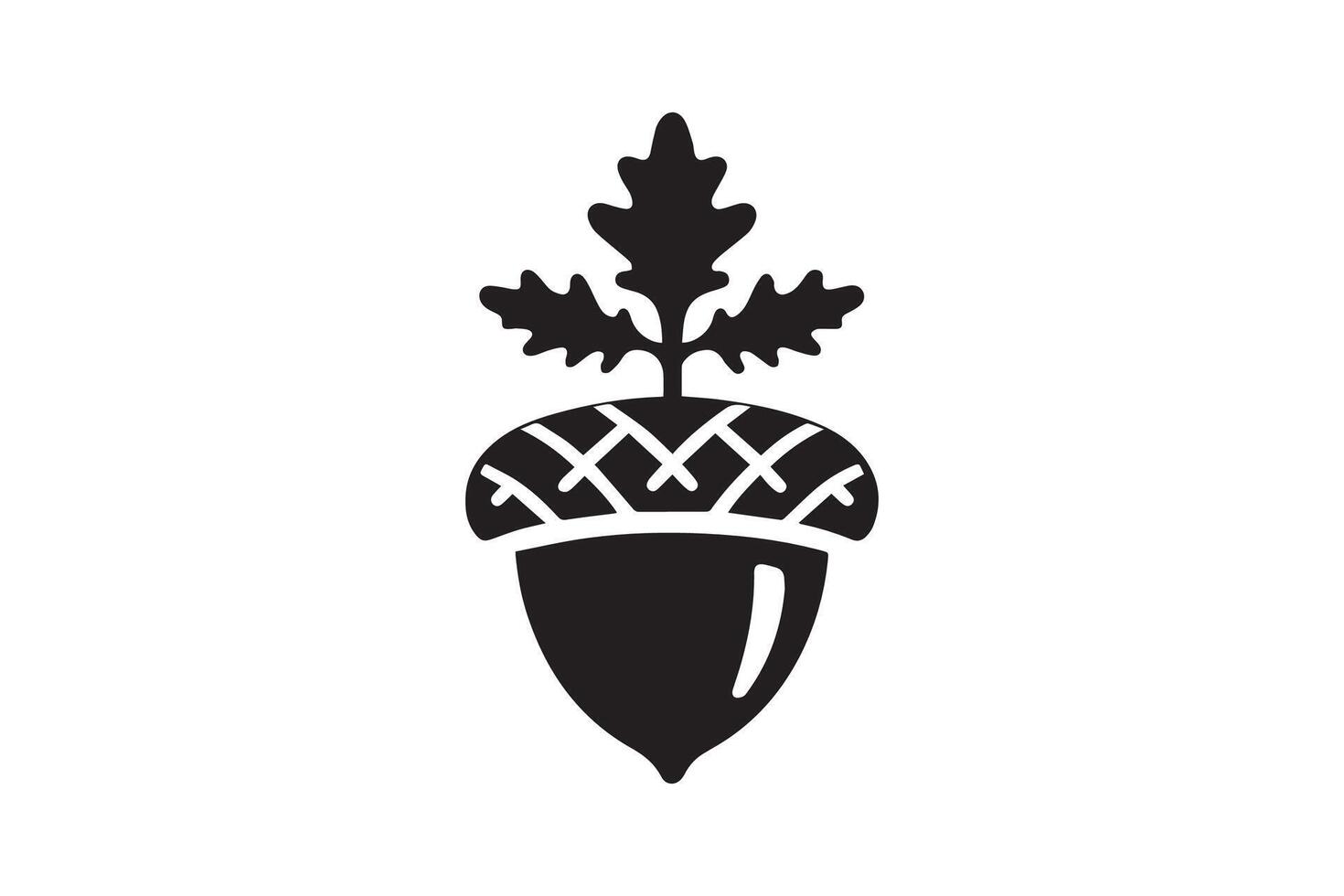 An acorn with leaves and an oak leaf on it vector