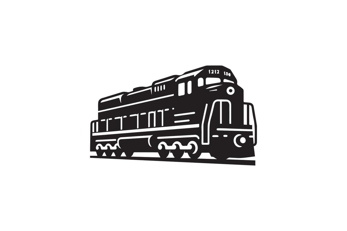 A black and white image of a train on the tracks vector