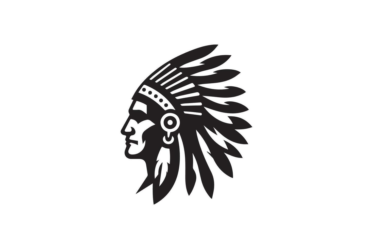 A black and white image of an indian chief headdress vector