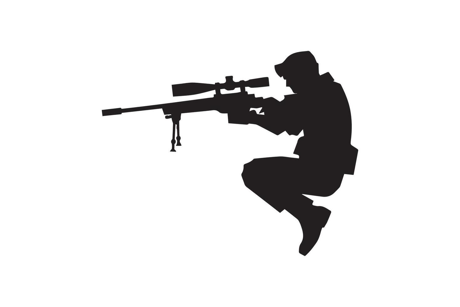 A silhouette of a man with a rifle and scope vector