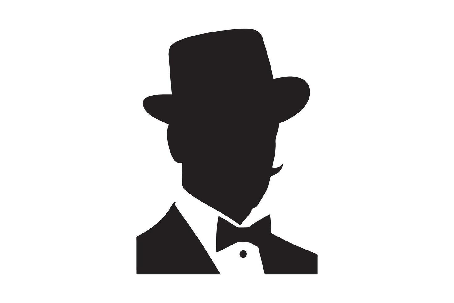 A silhouette of a man in a top hat and bow tie vector