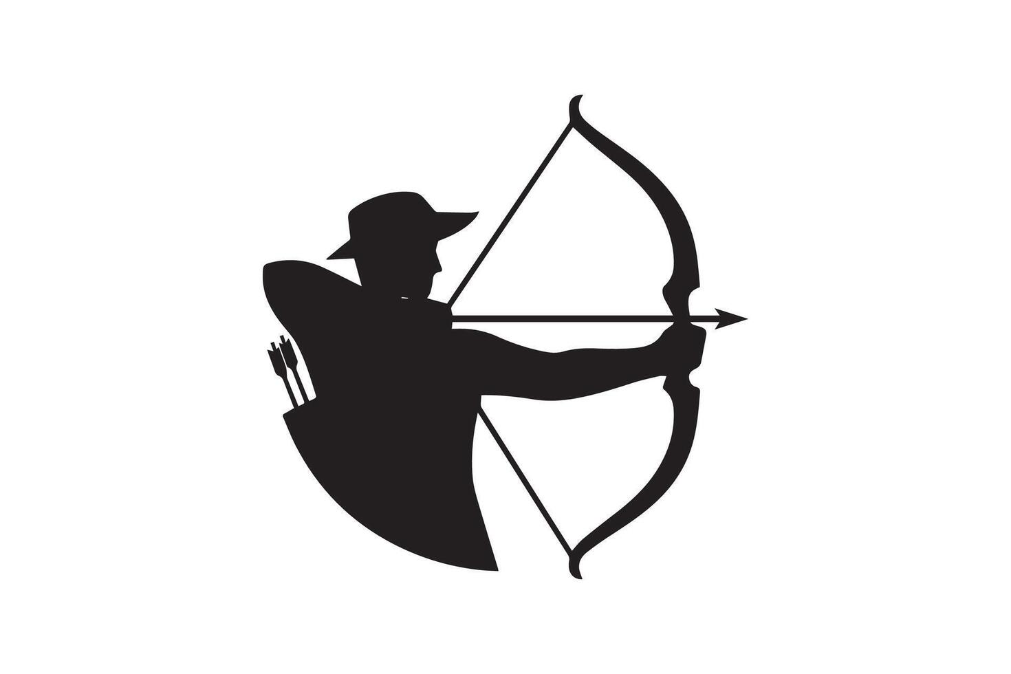 Archer with bow and arrow silhouette on white background vector