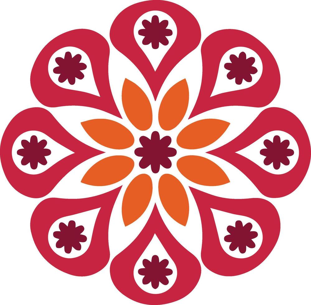 a red and orange flower design with a white background vector