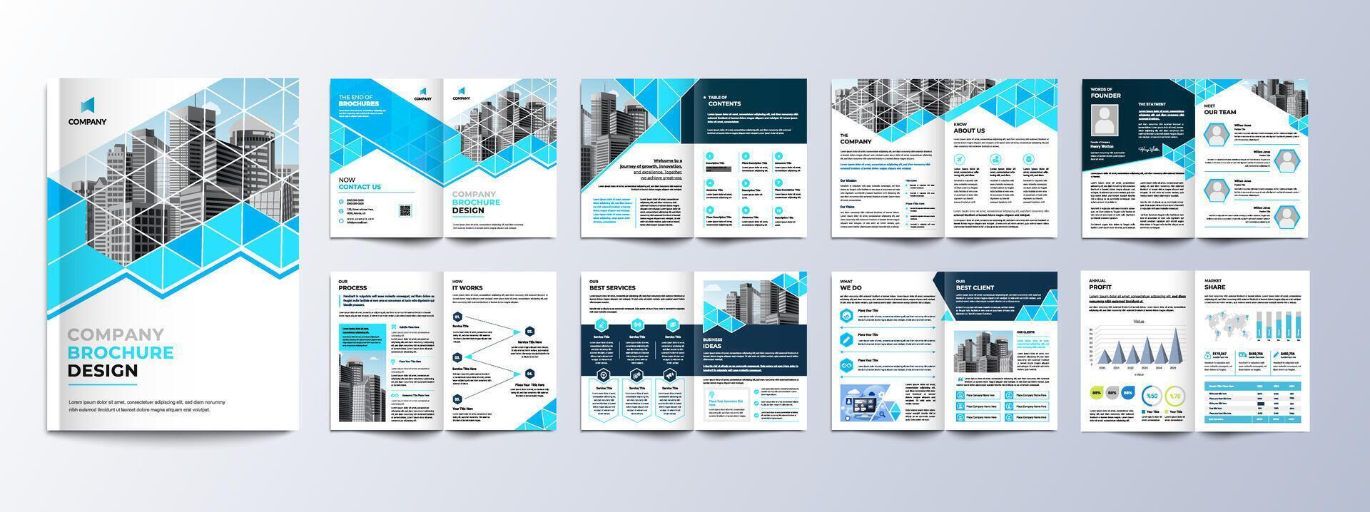 Professional Company Profile Template with Modern Design. A4 Size, Customizable Layout for Annual Report, Financial Statistics, Business Reports, Brochure, Magazine, Poster, Presentation and Portfolio vector