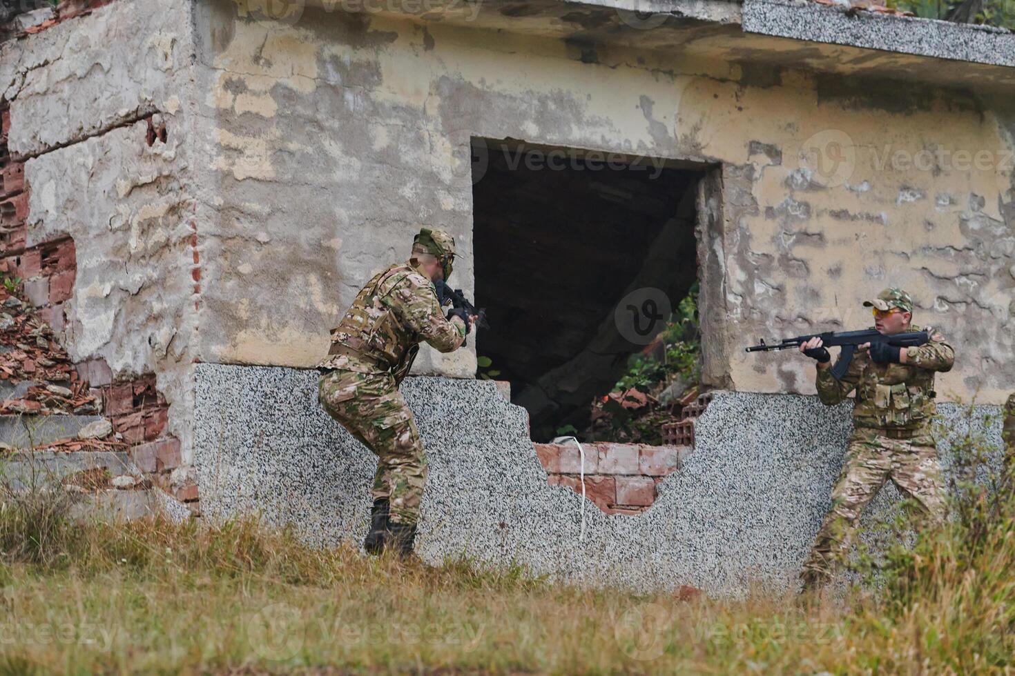 In a high stakes mission, a specialized military unit executes a tactical operation to secure a dangerous house where terrorists are believed to be hiding, showcasing precision and coordinated photo