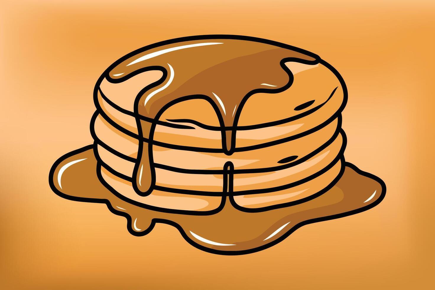A stack of pancakes with syrup on top vector