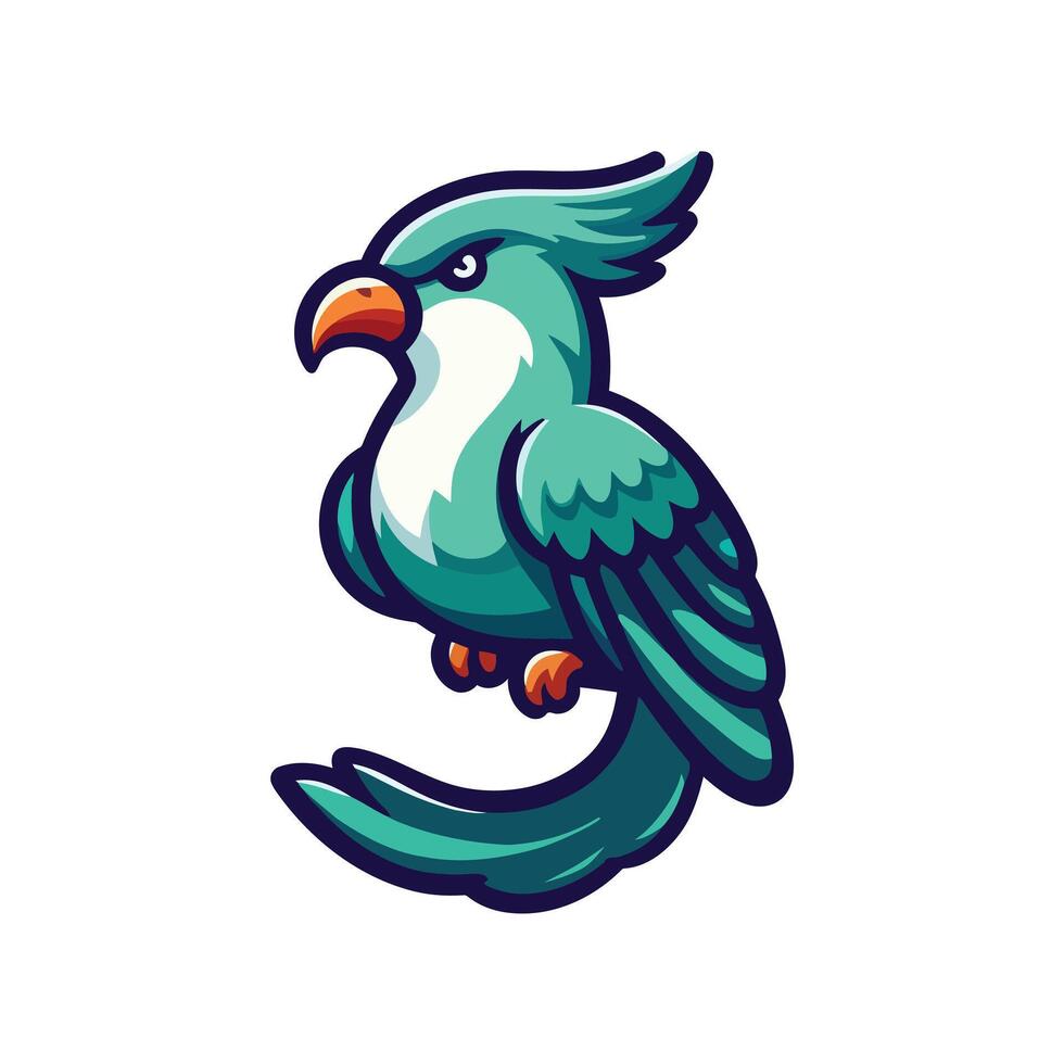 a cartoon bird with a green and white beak vector