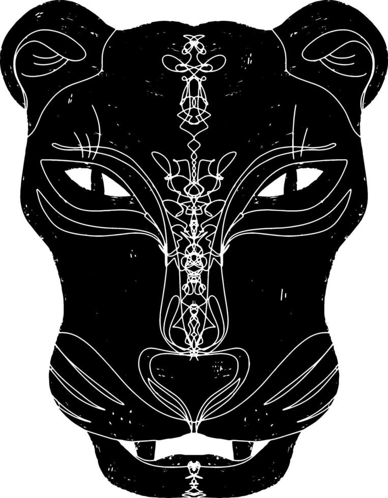 A black and white drawing of a lion's head vector