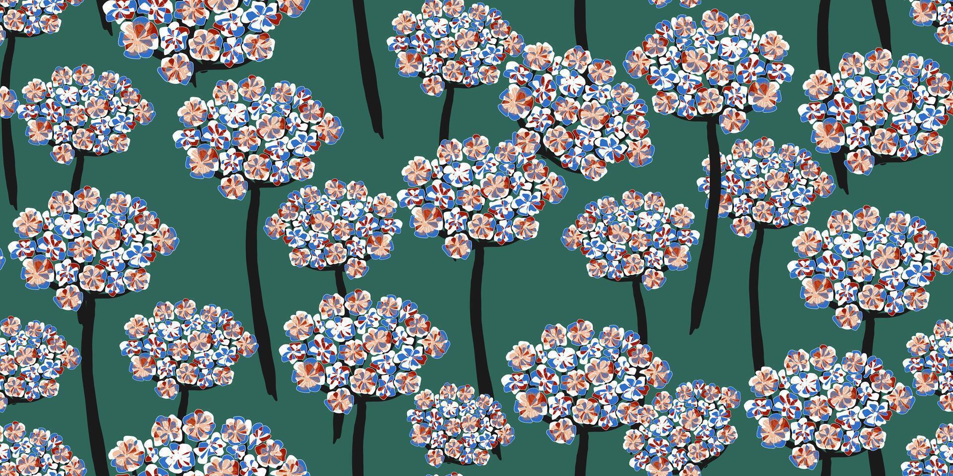 A pattern with flowers on a green background vector