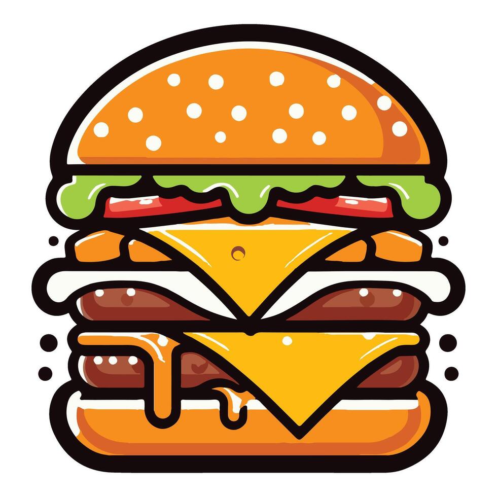 A hamburger with cheese and meat on it vector