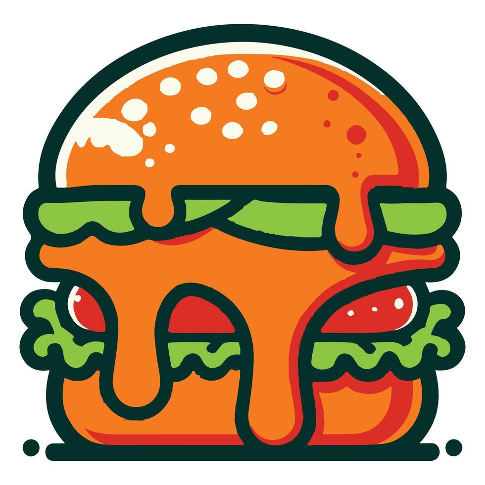 A hamburger with cheese and sauce on it vector