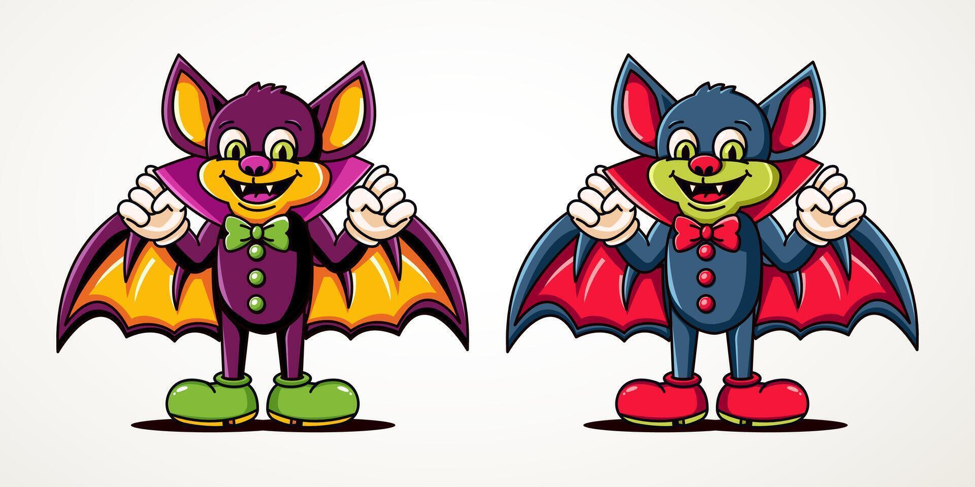 Dracula bat, retro mascot character. Suitable and event and design element vector