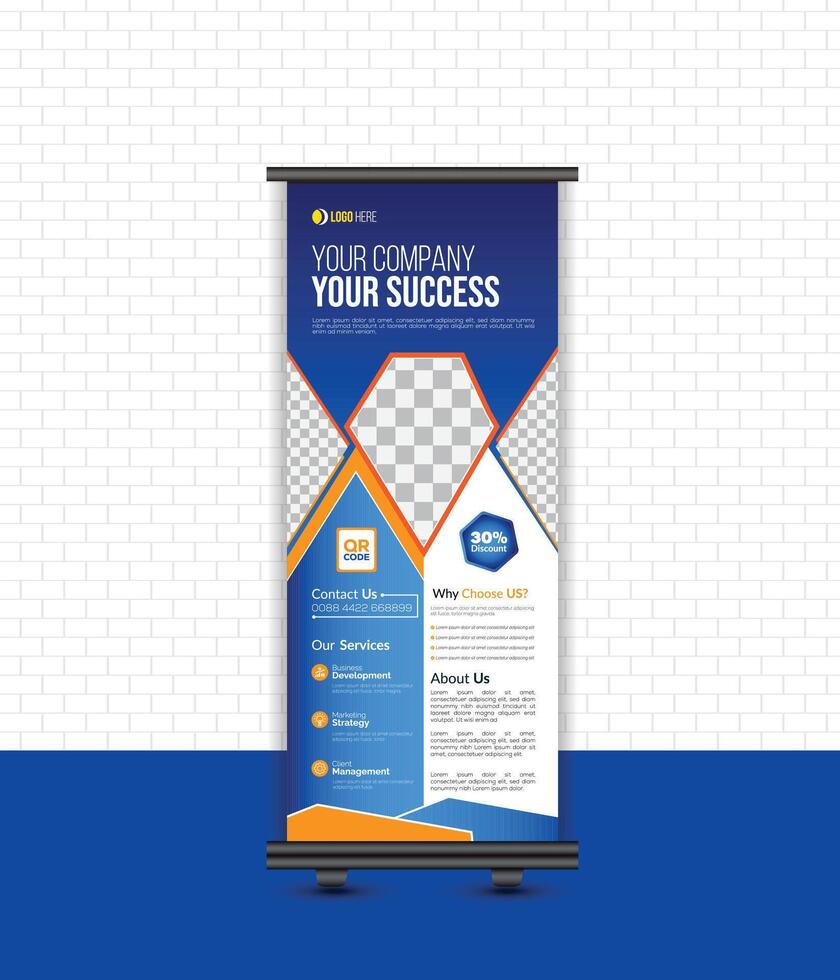 Corporate Roll Up Banner Signage Standee Minimal Design Template vector