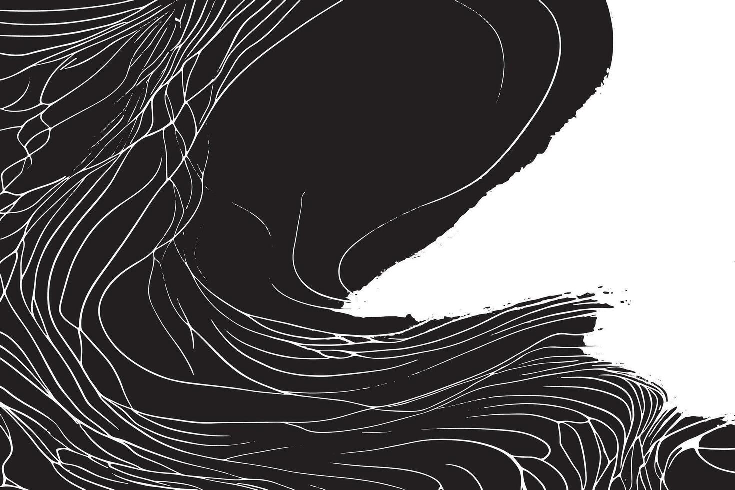 Layered Black Abstract Texture on White Canvas for Monochrome Background Designs vector