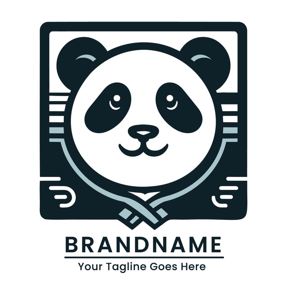 A panda bear logo with a black and white background 50418610 Vector Art ...