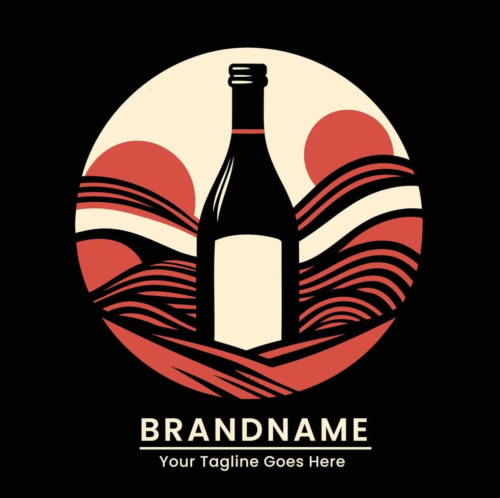 A wine bottle with a red label on it vector