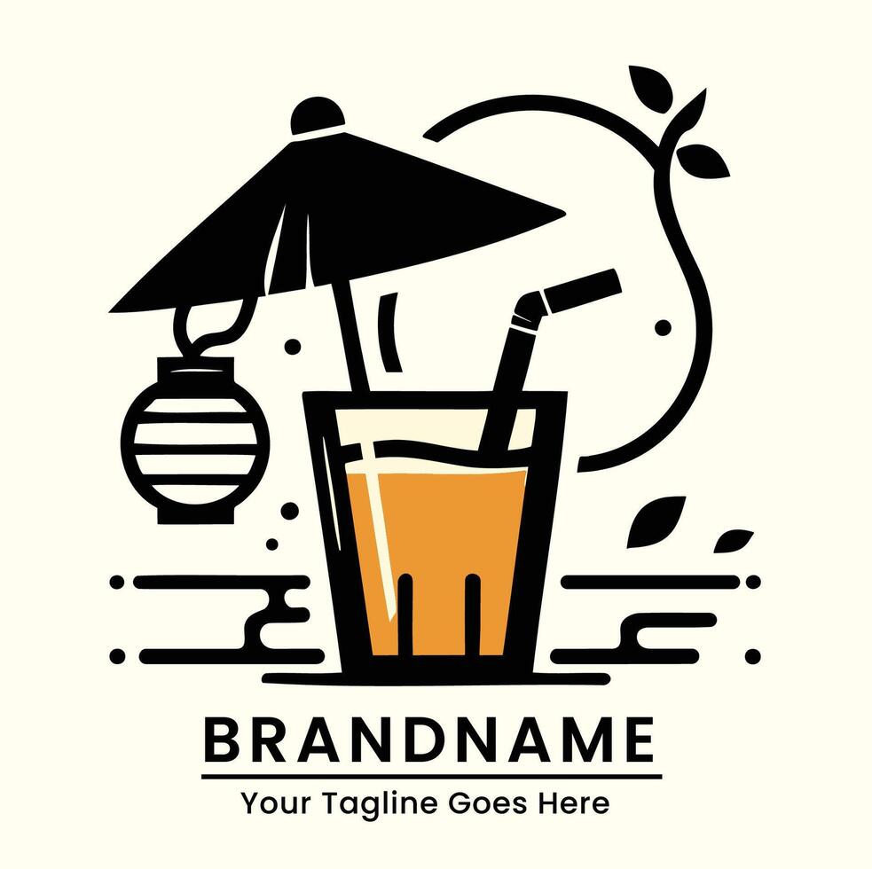 A logo for a drink with an umbrella and a straw vector