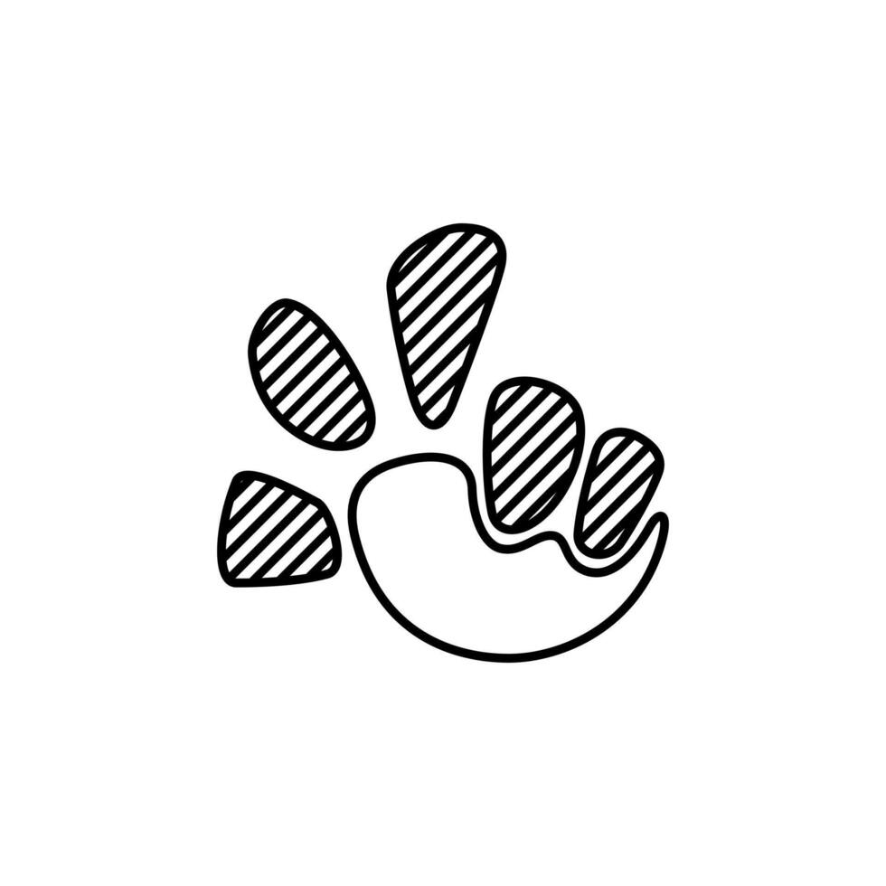 v finger symbol. Editable stroke. Line, simple, doodle and hand-drawn concept. for icon, logo or symbol vector
