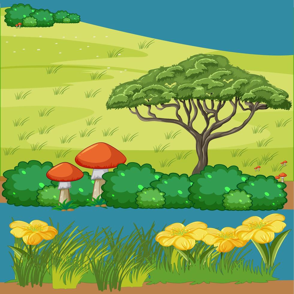 new garden illustration, art, coloring page for kid vector