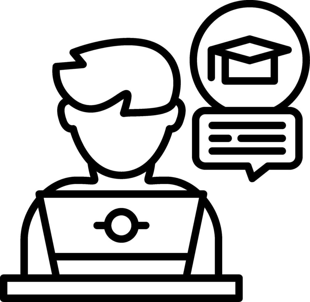 A man with a laptop and a graduation cap vector