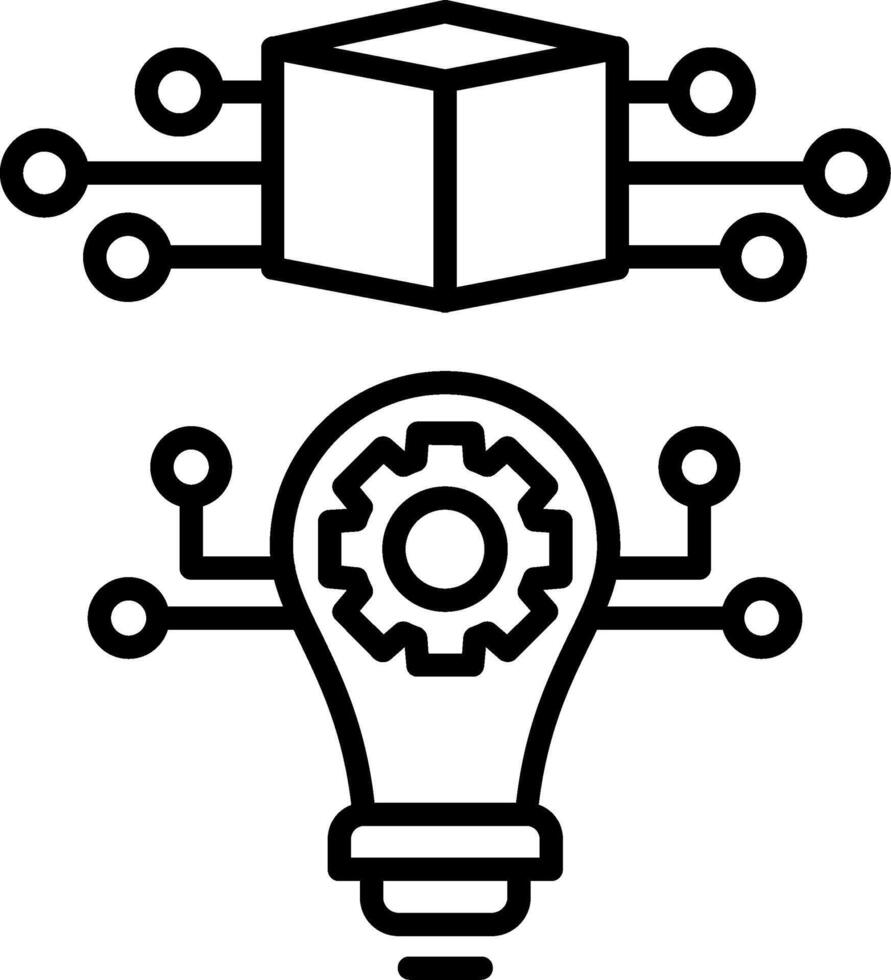 A black and white image of a light bulb and a box vector