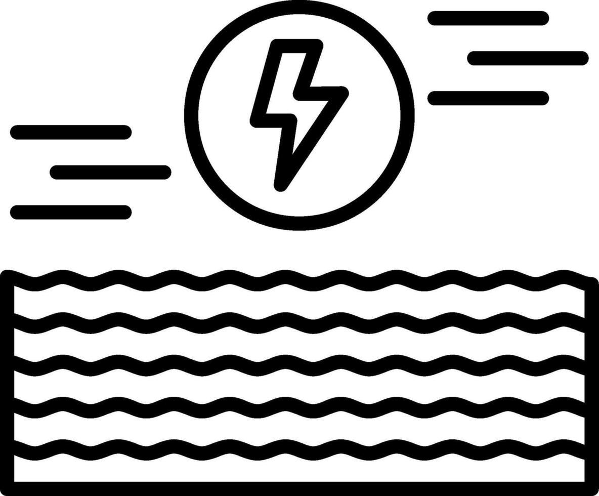 A black and white illustration of a wave and a lightning bolt vector