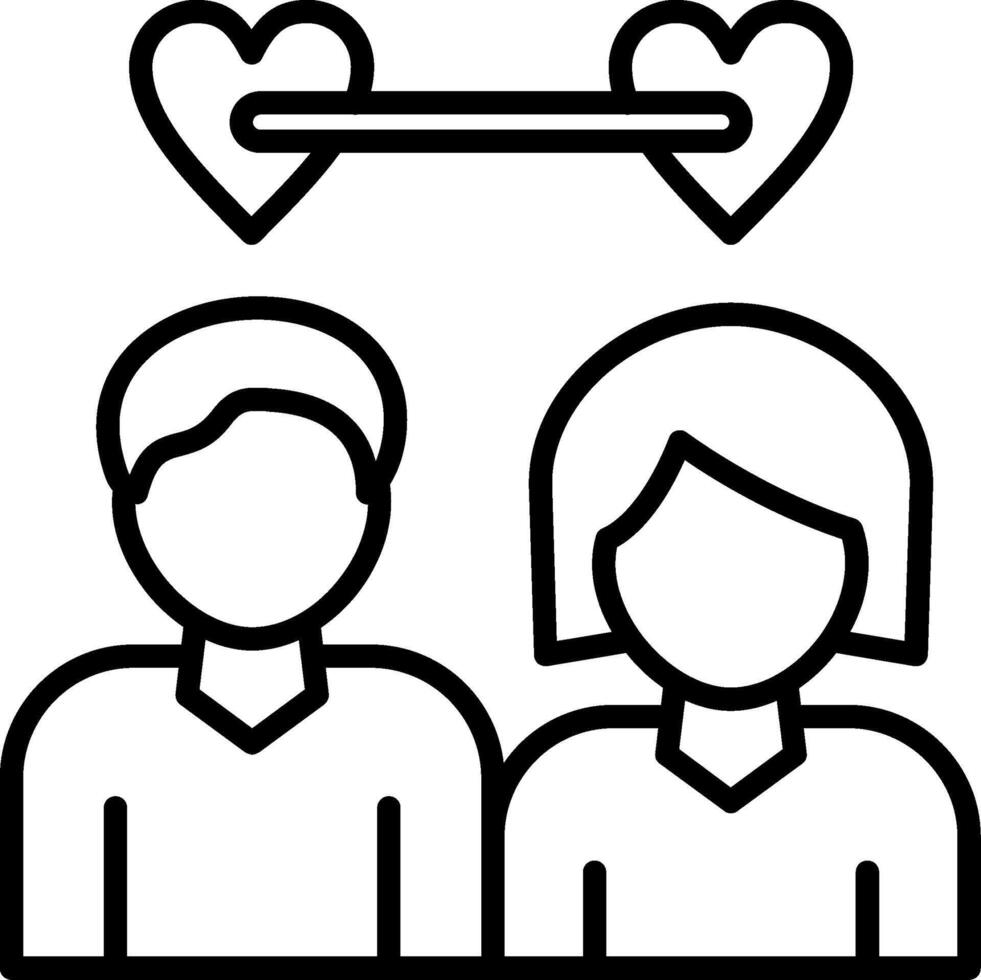 A couple with hearts on their heads vector