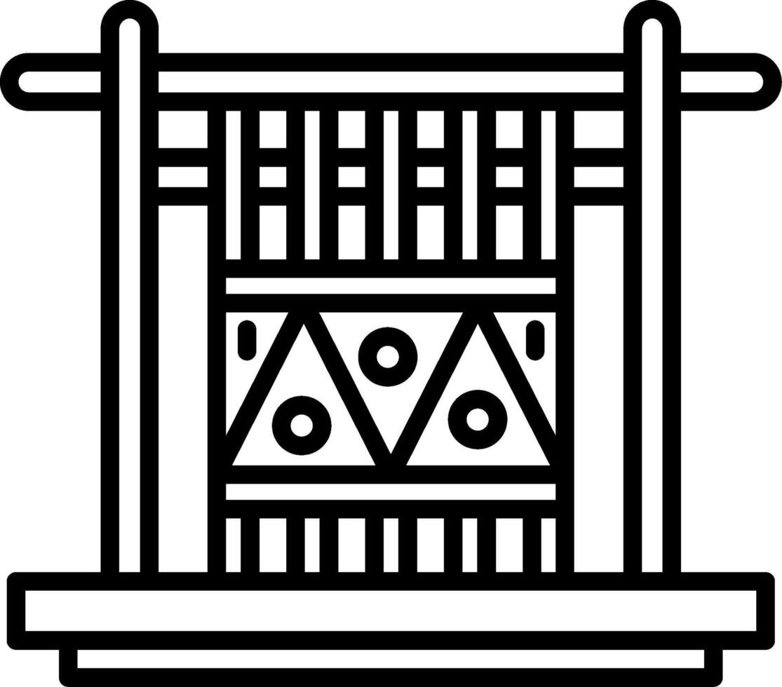 A black and white drawing of a weaving machine vector