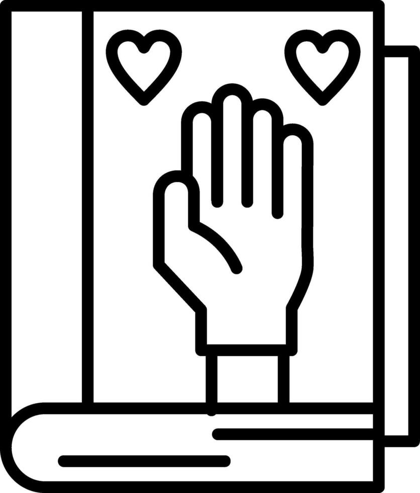 A hand is holding a book with hearts on it vector