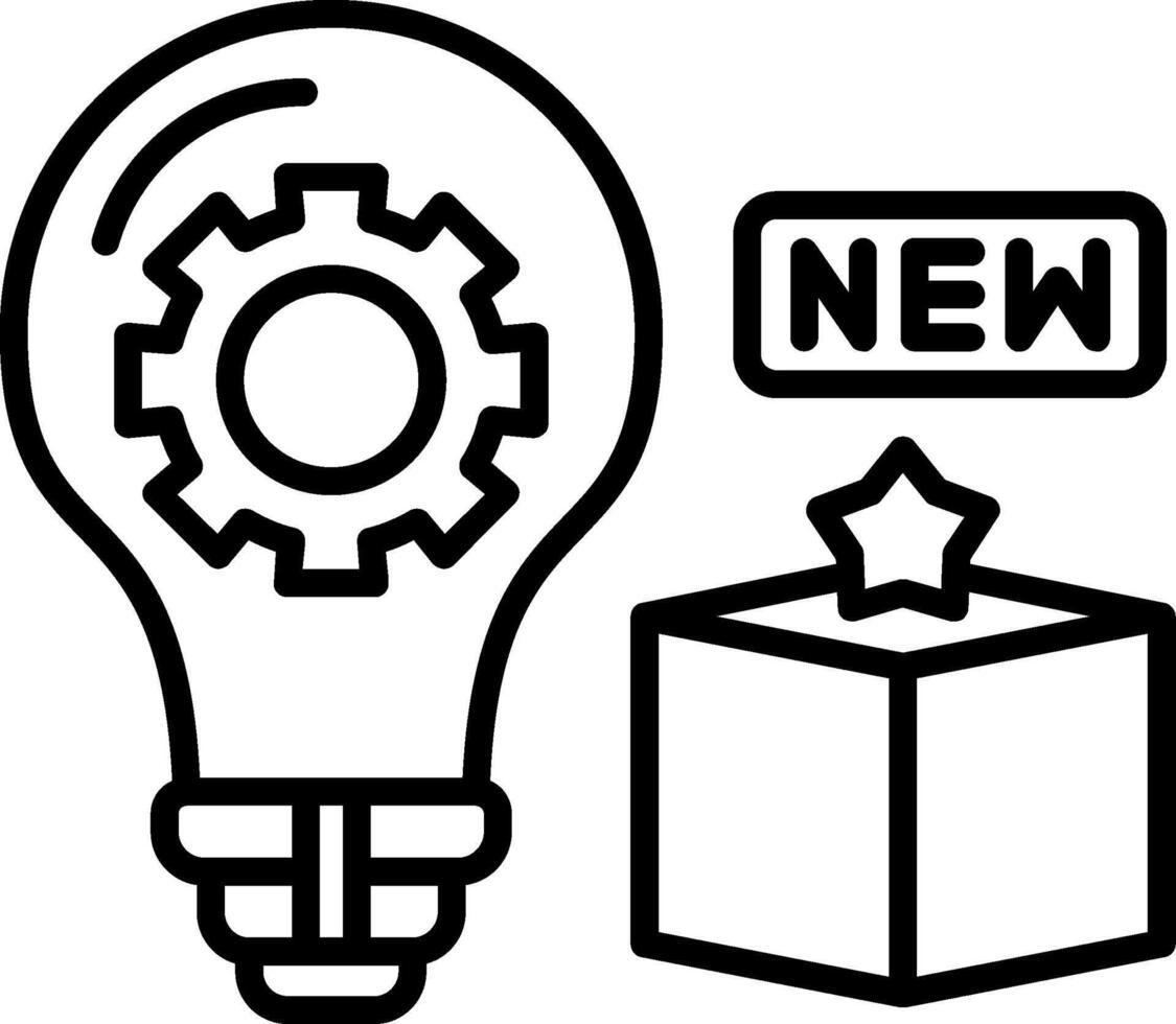A light bulb with gears and a box next to it vector