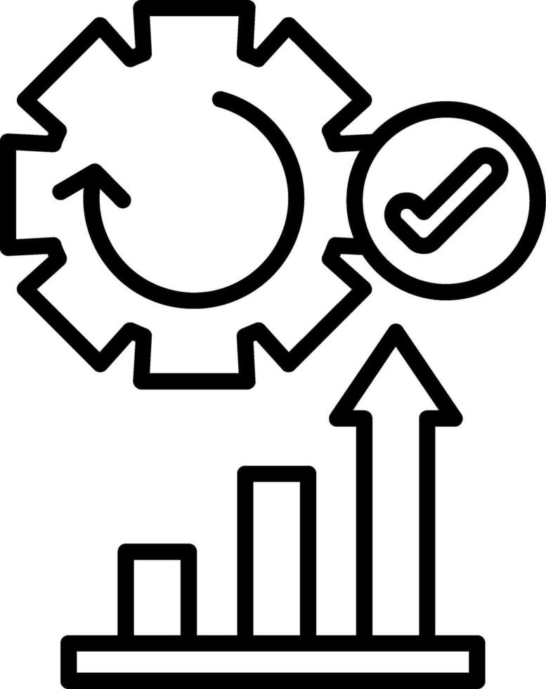 A black and white icon of a gear and arrow vector