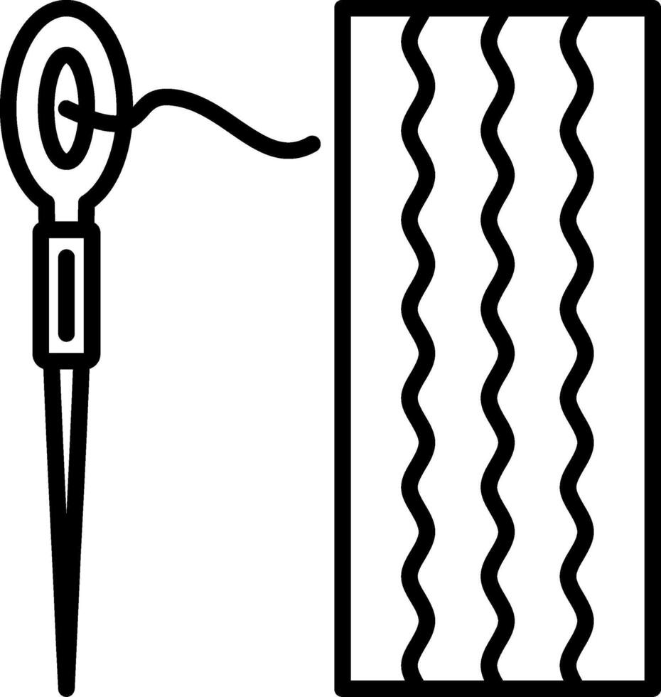 A black and white illustration of a pair of scissors and a piece of fabric vector