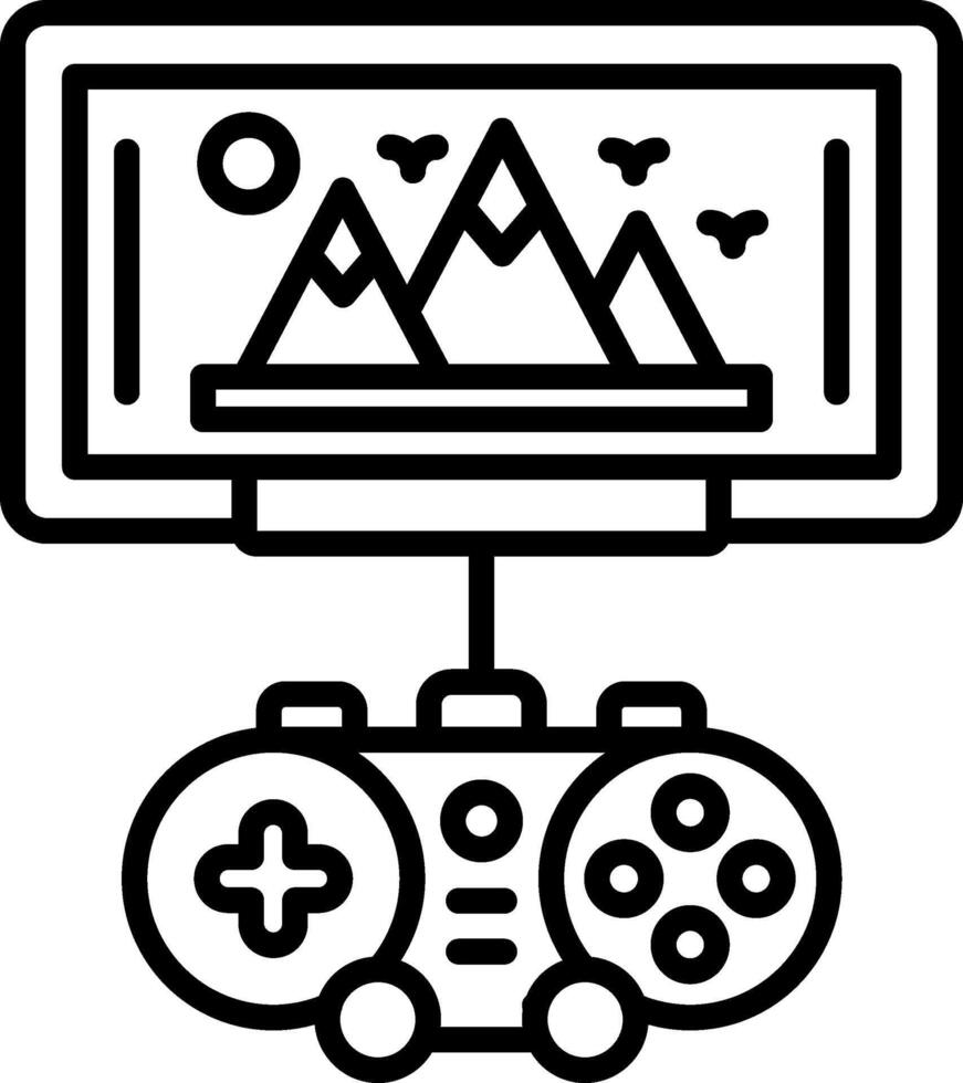 A game controller and monitor on a table vector