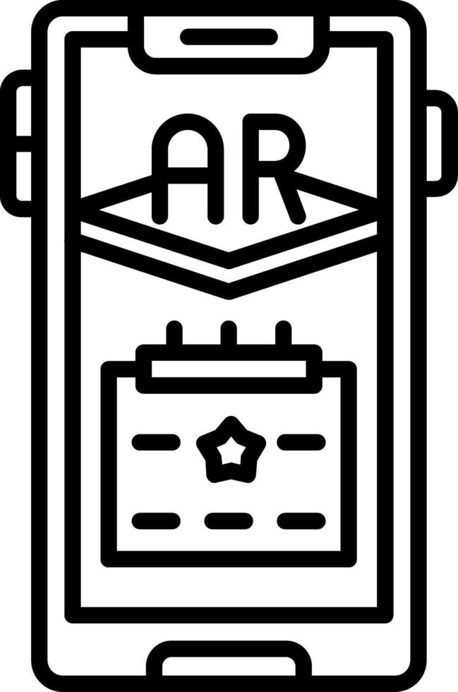 A black and white image of a phone with the word ar vector