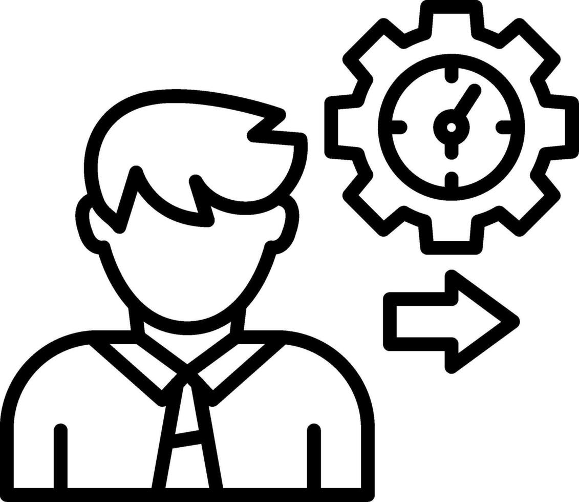 A man with a clock and gear icon vector