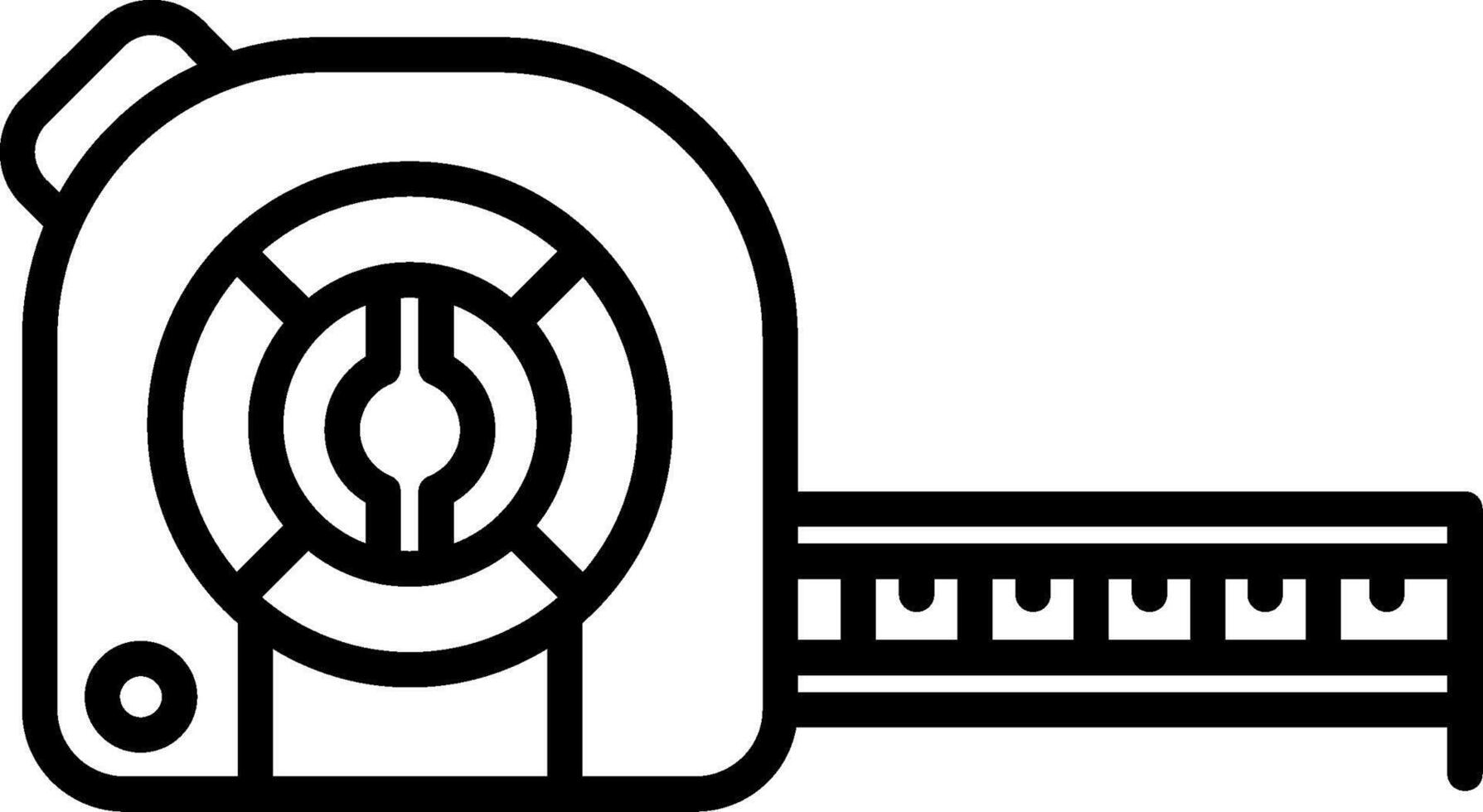 A black and white drawing of a measuring tape vector