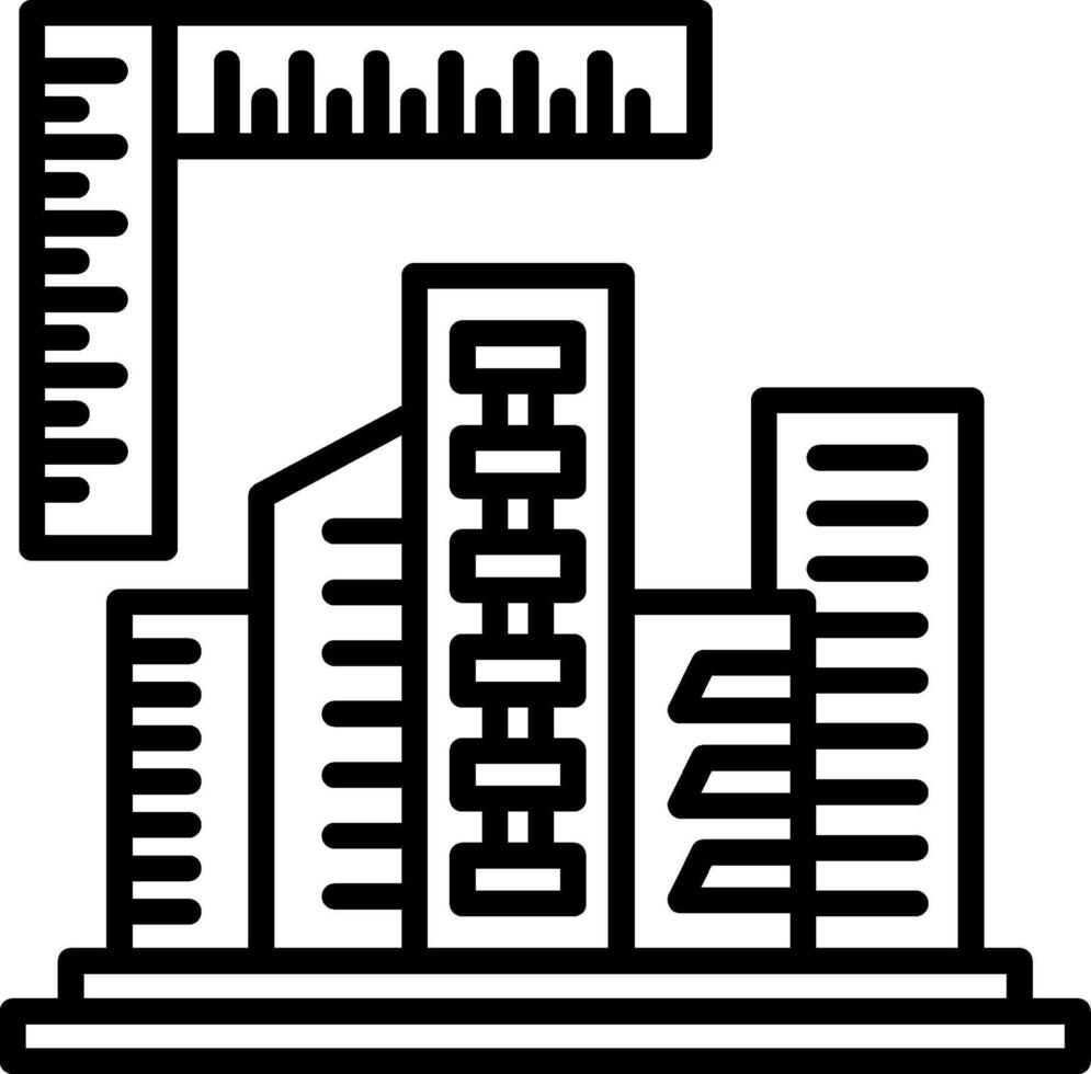 A city skyline with a ruler and a building vector