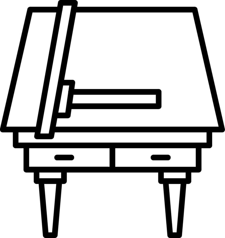 A drawing table with a pencil on top vector