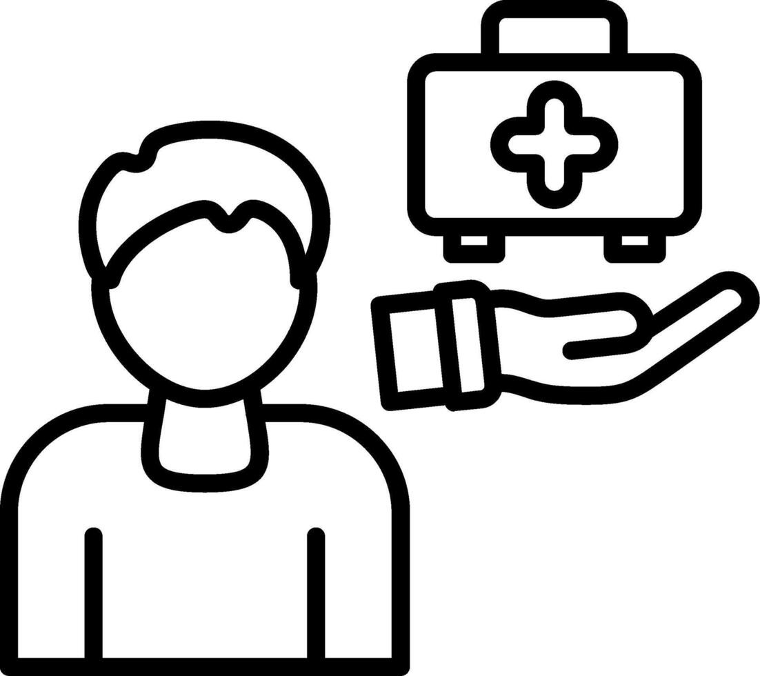 A person holding a first aid kit and a person with a first aid kit vector