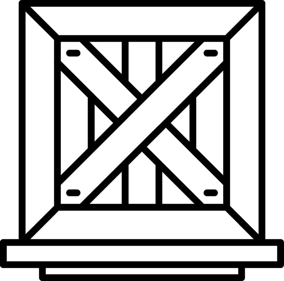 A black and white drawing of a wooden door vector