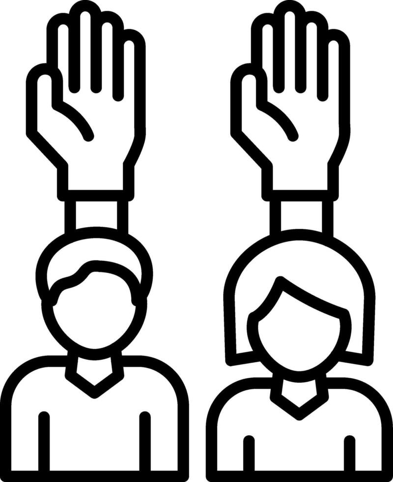 Two people holding hands with their hands up vector